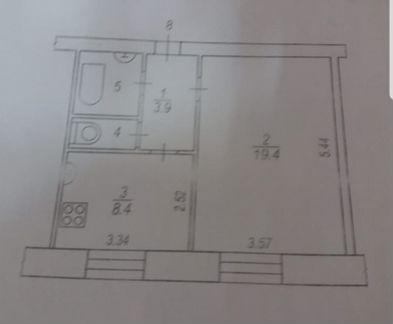 1-к квартира, 36 м², 1/2 эт.