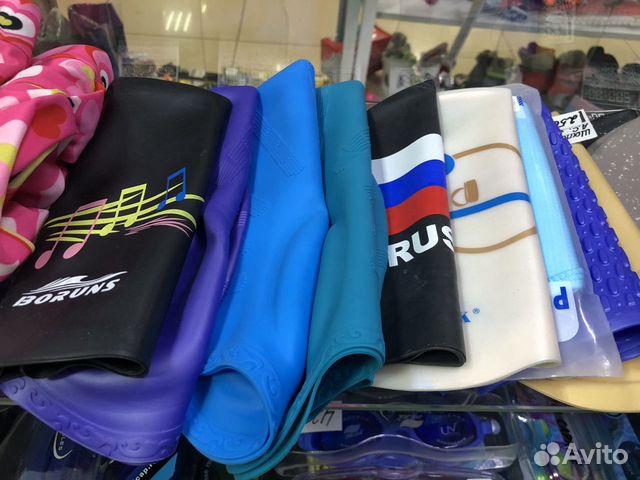 Шапочки новые для плавания ткань и силикон