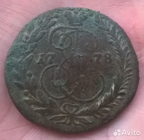 2 копейки 1778 перечекан с крест. пятака