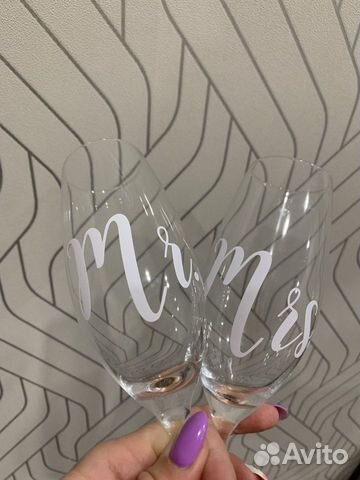 Свадебные наклейки на фужеры Mr и Mrs