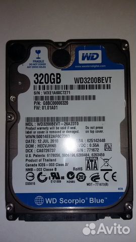 Жёсткий диск WD Scorpio Blue 320GB SATA 2.5