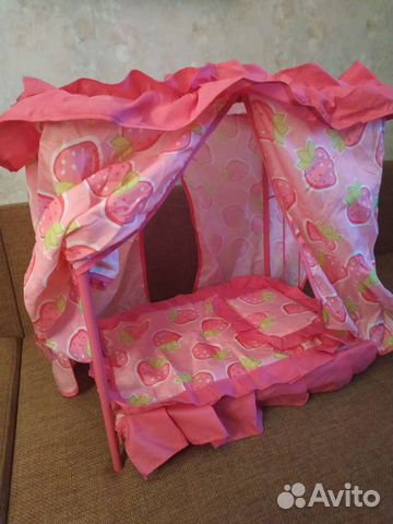 Кроватка для кукол разборная с балдахином