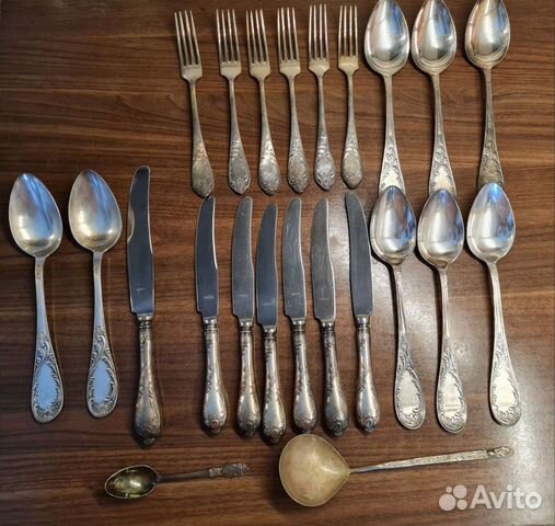 Мельхиоровые столовые ложки вилки ножи СССР