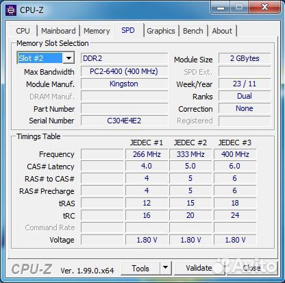 Kingston DDR2 2Gb PC2-6400 800MHz