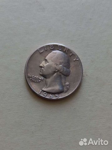 Liberty монета quarter dollar 1965г