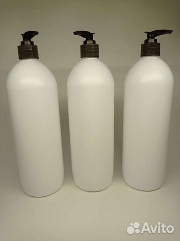 Бутылка 1 литр белая пнд с помпой дозатором