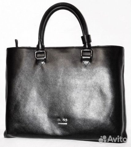 Мужская кожаная сумка HugoBoss black новая