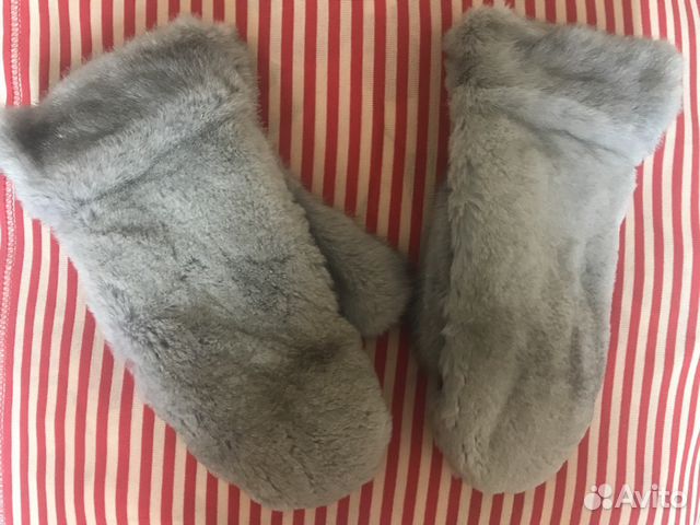 Варежки голубая норка