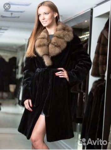 Новая норковая шуба, воротник соболь