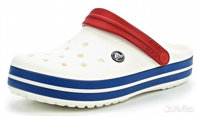 Сабо сандалии Crocs Crocband белый/синий/красный Сабо сандалии Crocs Crocband белый/синий/красный