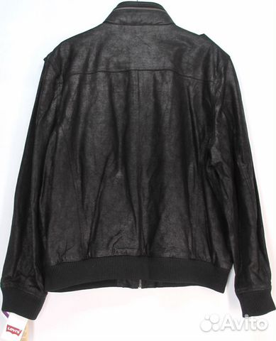Куртка кожаная Levis Bomber, чёрная (52)