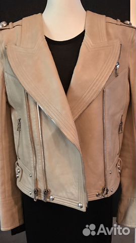 Кожаная бежевая куртка Balmain Кожаная бежевая куртка Balmain