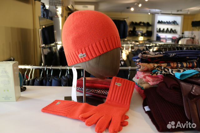 Шапочка + перчатки Lacoste Франция оригинал