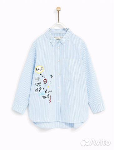 Рубашка zara, хлопок, полоска