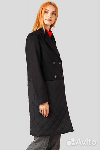 Новое Черное пальто Finn flare утеплённое l xl