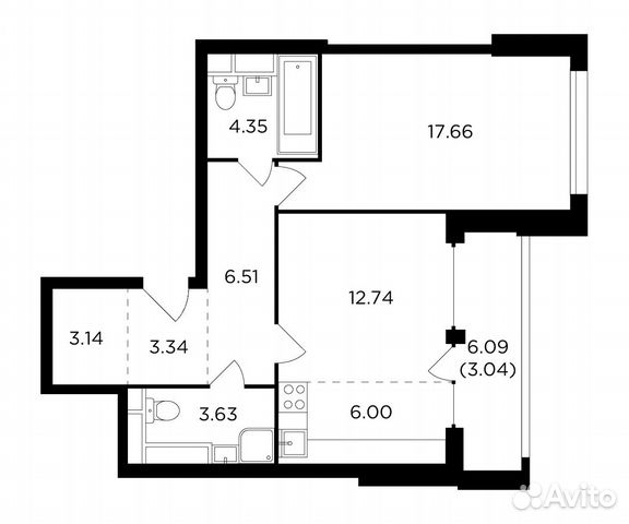 2-к квартира, 60.4 м², 3/29 эт. 2-к квартира, 60.4 м², 3/29 эт.