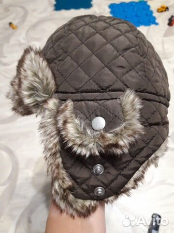 Зимняя Шапка-ушанка 6-9мес Зимняя Шапка-ушанка 6-9мес