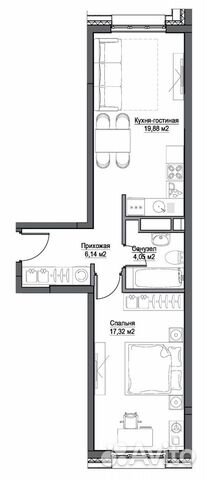 2-к квартира, 47.9 м², 20/39 эт.