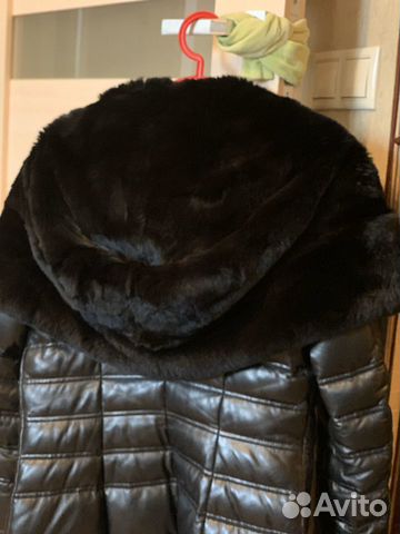 Кожаный пуховик с мехом кролика Кожаный пуховик с мехом кролика