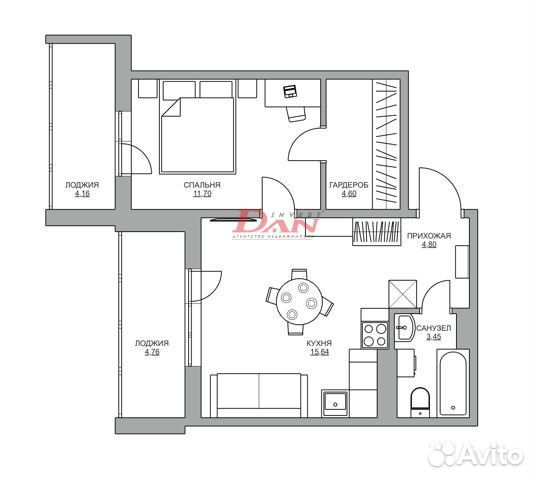 1-к квартира, 38.1 м², 5/22 эт.