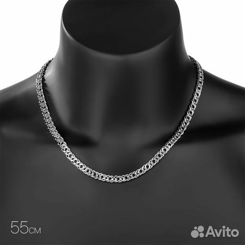Серебряная цепочка, плетение двойной ромб, покрыти Серебряная цепочка, плетение двойной ромб, покрыти