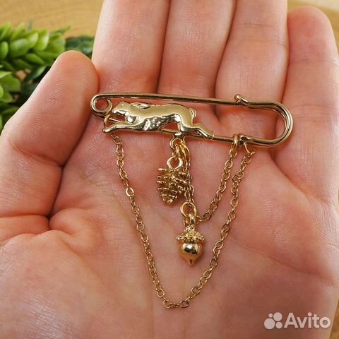 Брошь Булавка Кролик Заяц золотистая Лесная