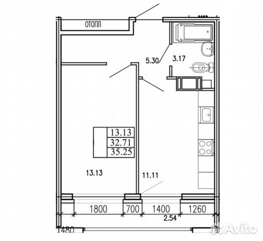 1-к квартира, 35.3 м², 11/22 эт.
