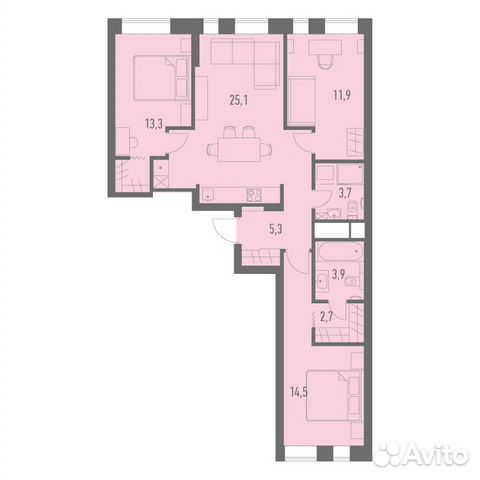 3-к квартира, 80.4 м², 5/19 эт. 3-к квартира, 80.4 м², 5/19 эт.