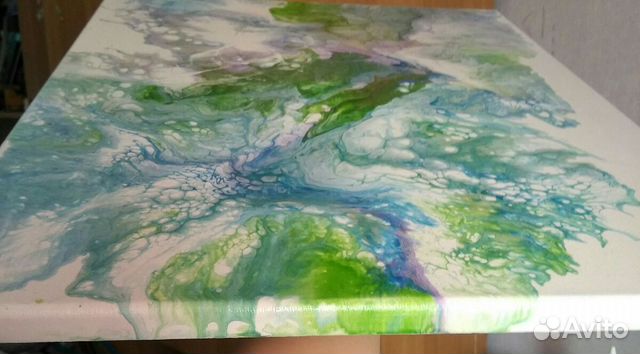 Картина абстракция 40*50, акрил в технике fluid-ar
