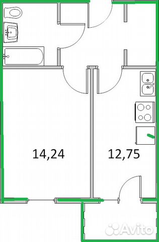 1-к квартира, 40 м², 2/12 эт.