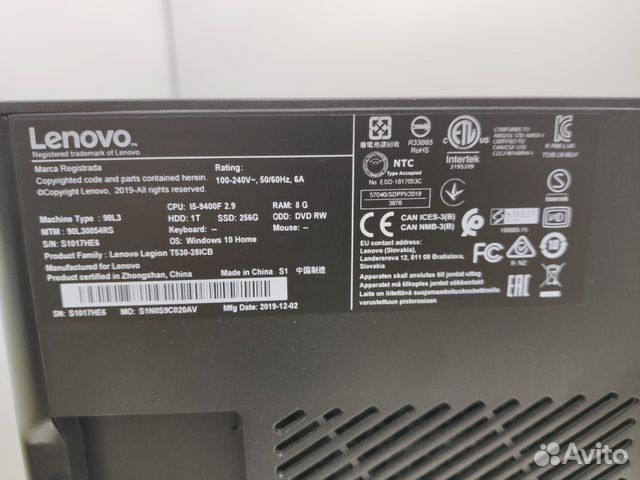 Игровой пк Lenovo Legion i5 9400F GTX1650 Игровой пк Lenovo Legion i5 9400F GTX1650