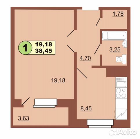 1-к квартира, 38.5 м², 3/10 эт.