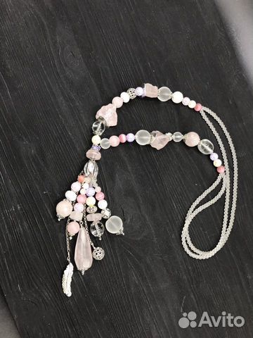 Ожерелье из розового кварца и хрусталя