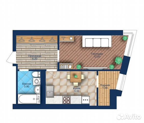 1-к квартира, 31.6 м², 6/19 эт. 1-к квартира, 31.6 м², 6/19 эт.