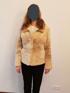 Шуба из стриженного сурка светлая