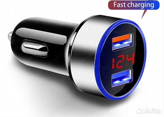 Зарядное устройство 2 usb в прикуриватель с вольтм
