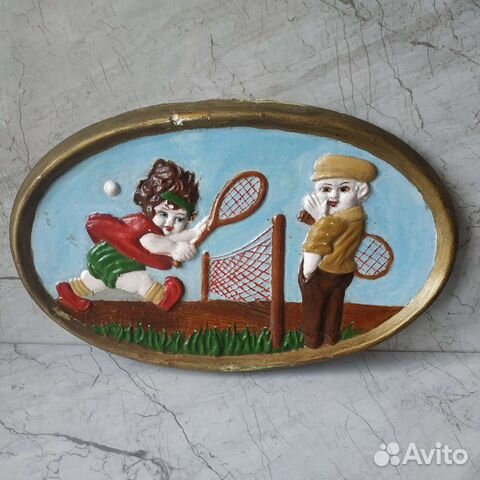 Очень Редкое настенное панно барельеф гипс дети иг