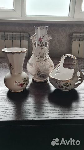 Вазы конфетница Шиповник Польша. СССР