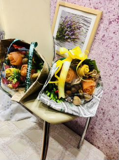 Съедобные букеты И корзины из сухофрукти и орехи