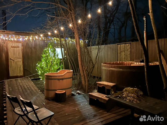 Баня на дровах с горячим чаном