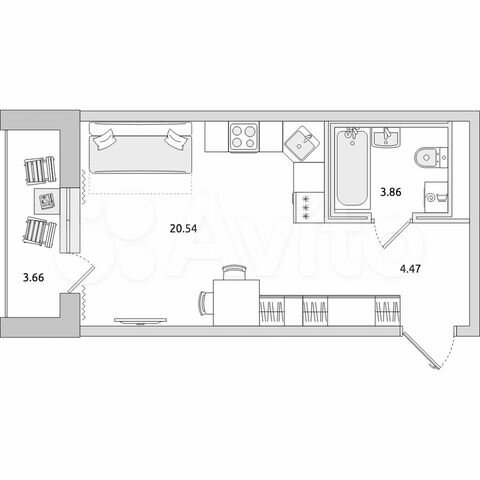 Квартира-студия, 29 м², 20/21 эт.