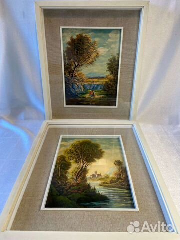 Парные картины маслом на меди, винтаж Италия