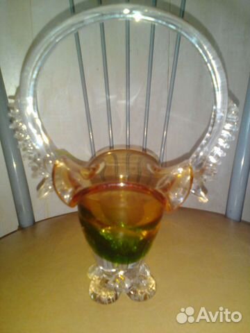 Конфетница цветное стекло СССР