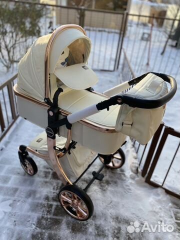 Новая коляска dalux 608 2в1 экокожа белая
