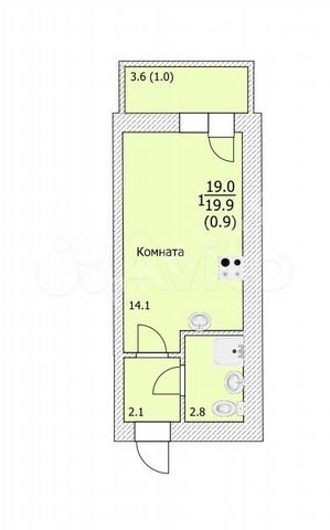 Квартира-студия, 19,9 м², 2/16 эт.