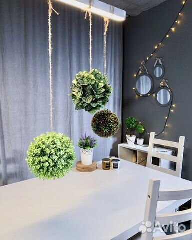 Подвесные шары искусственная зелень самшит