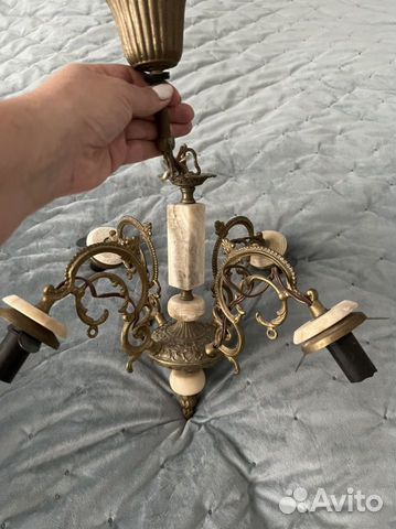 Люстра бронзовая с ониксом Югославия