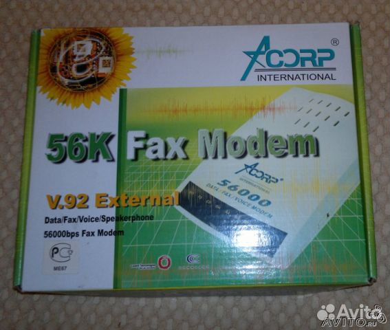56К Fax modem 56000 V.92 External Acorp