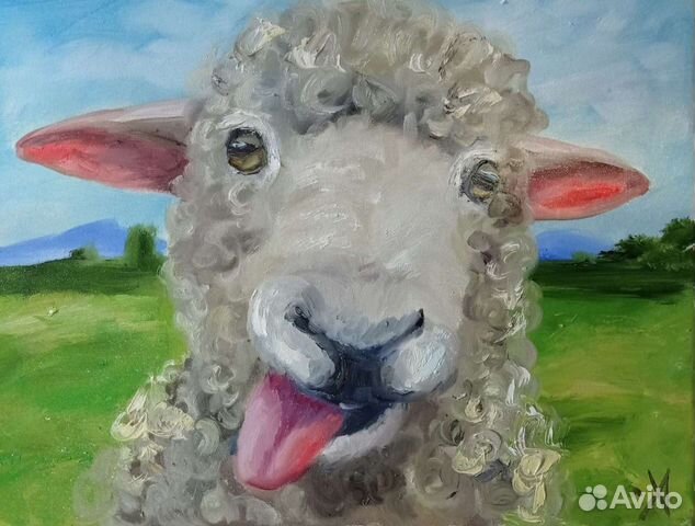 Картина маслом "Догони барашка" купить в Красном-на-Волге | Хобби и ...