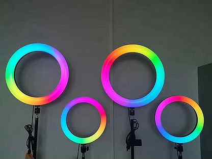 Кольцевая лампа разноцветная со штативом 2 м